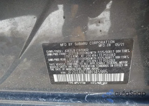 2021 Subaru Crosstrek from USA, damaged, VIN JF2GTABC1MH345985
